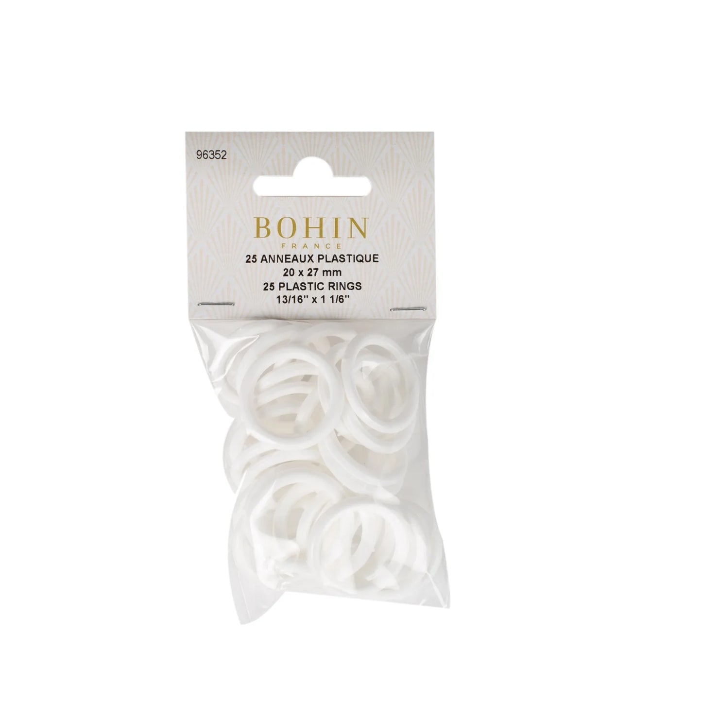 PLASTIC RINGS WHITE BLISTER 20 MM