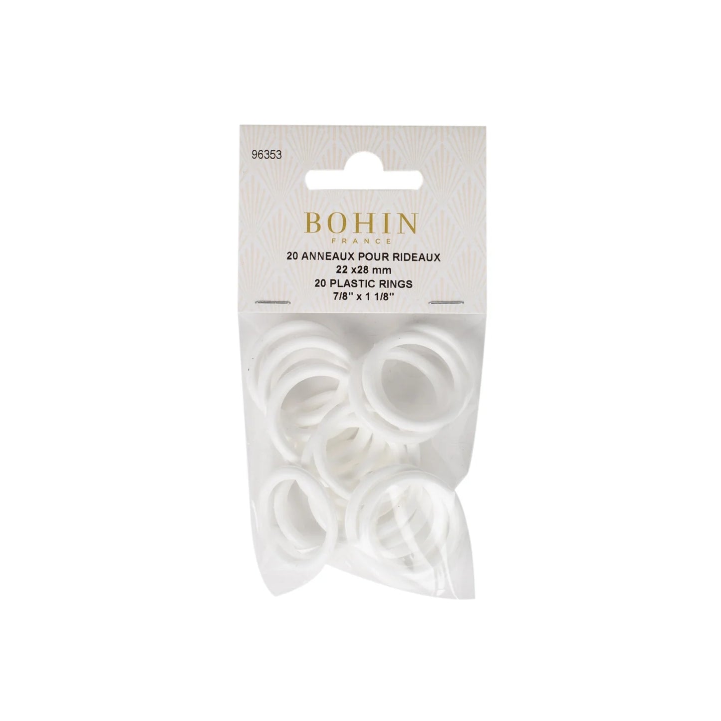 PLASTIC RINGS WHITE BLISTER 22 MM