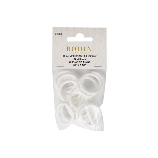 PLASTIC RINGS WHITE BLISTER 22 MM