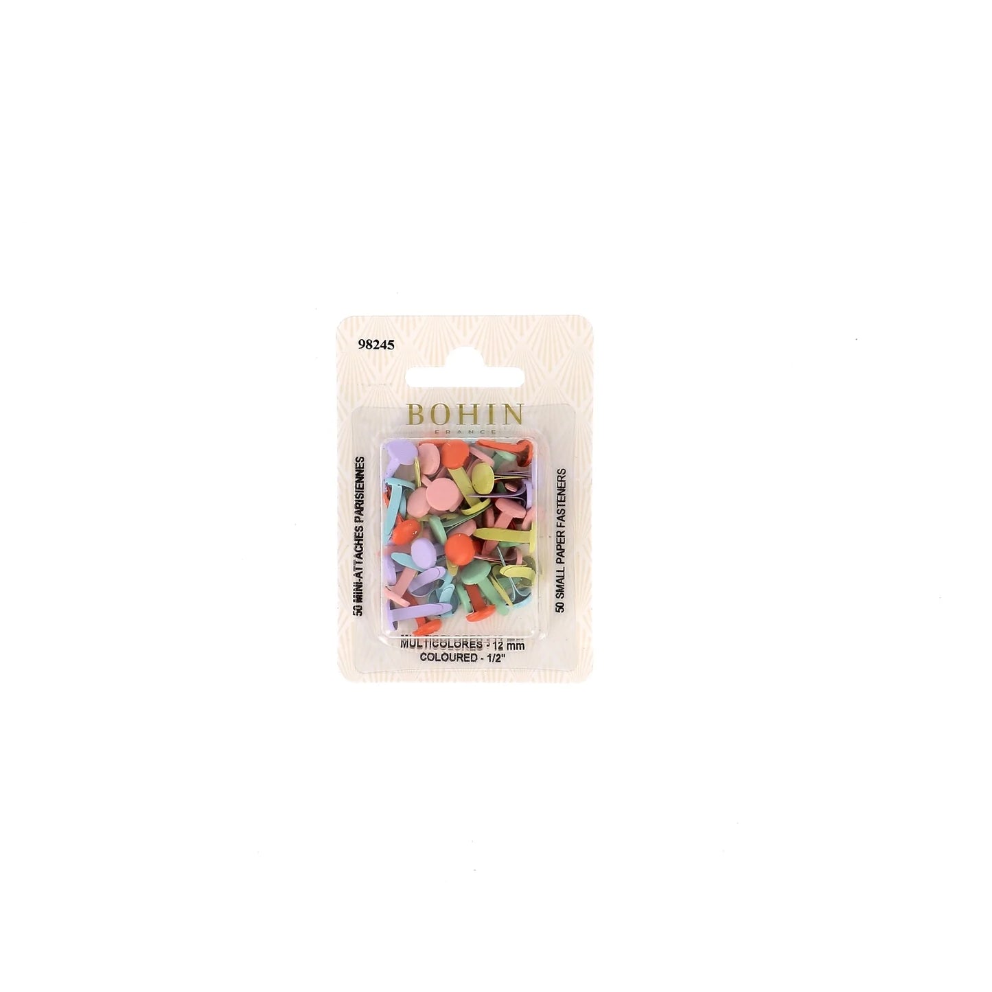 PAPER FASTENERS COLORS 12mm x50