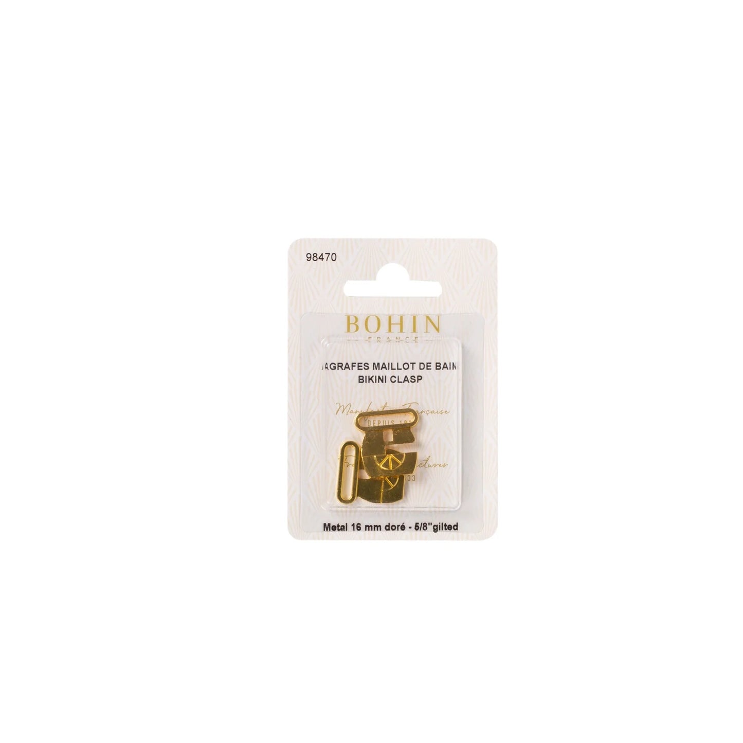 BIKINI CLASP 5/8" METAL, GILTED x1