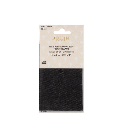 IRON ON PATCH 4"x10"  JEANS  - BLACK
