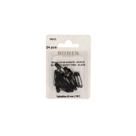 SAFETY PINS - BLACK - Blister of 24 - 7/8"