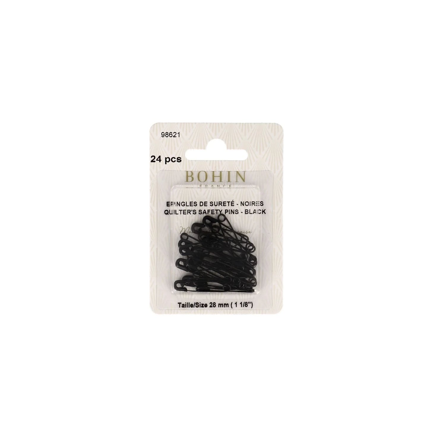 SAFETY PINS - BLACK - Blister of 24 - 1 1/8"