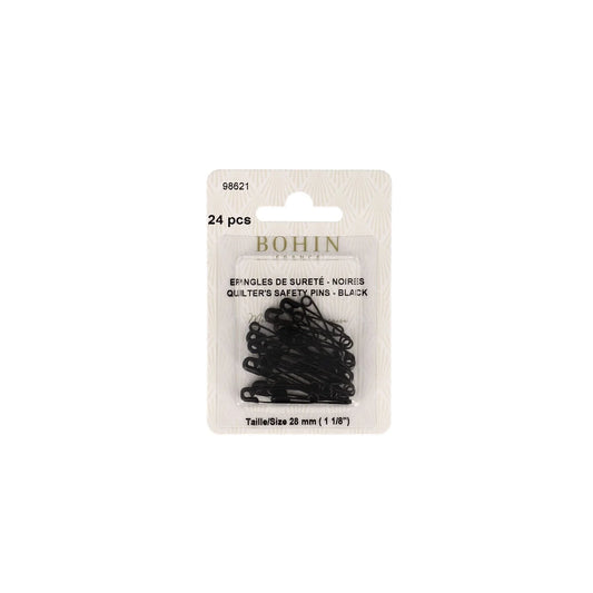 SAFETY PINS - BLACK - Blister of 24 - 1 1/8"