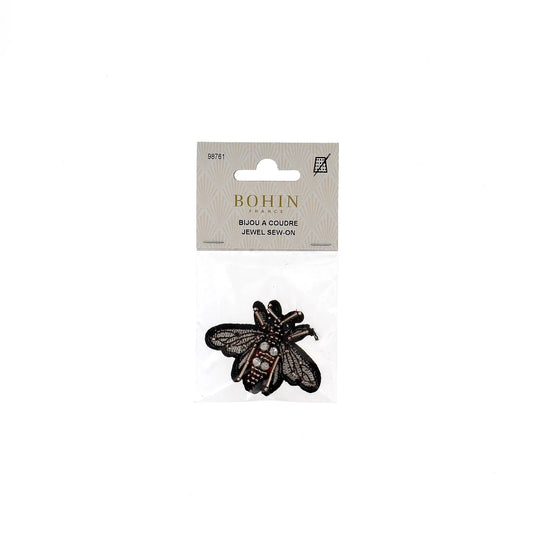 JEWELRY SEWING - Embroidered Bee - 2 1/2 x 2"