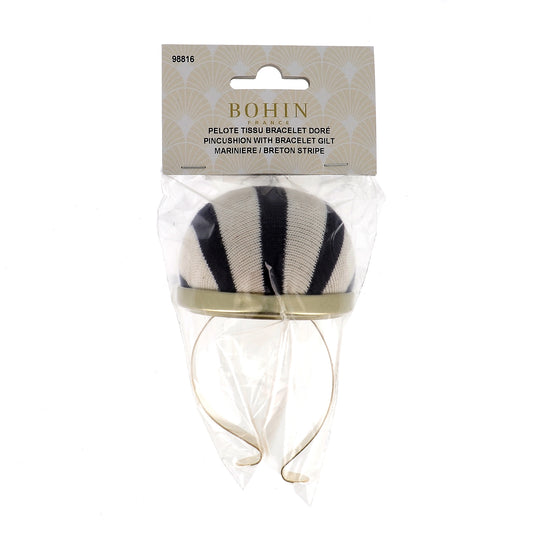 PIN CUSHION, METAL BRACELET - BRETON STRIPE