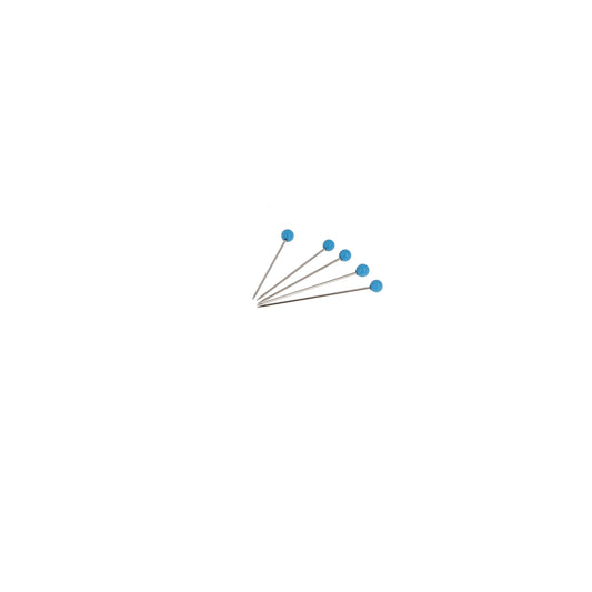 GLASS HEAD PINS - 1 "3/16 - BLISTER80pcs-Teal Blue
