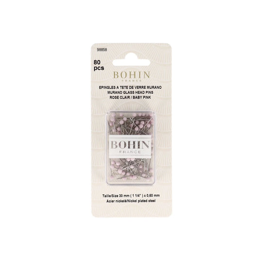 GLASS HEAD PINS - 1 "3/16 - BLISTER80pcs-Baby Pink