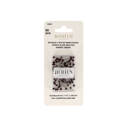 GLASS HEAD PINS - 1 "3/16 - BLISTER80pcs-Brown