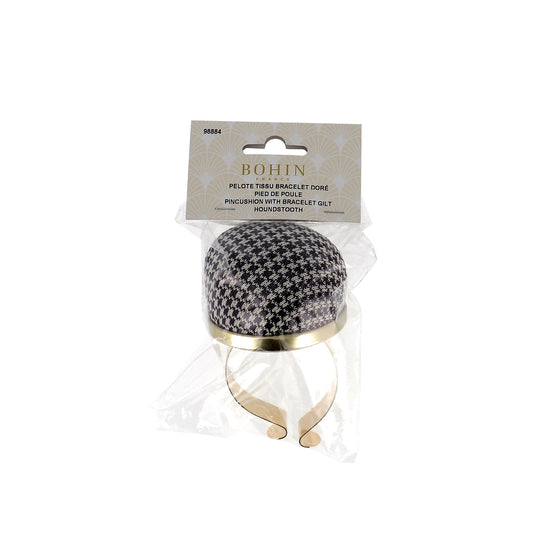 PIN CUSHION, METAL BRACELET - HOUNDSTOOTH