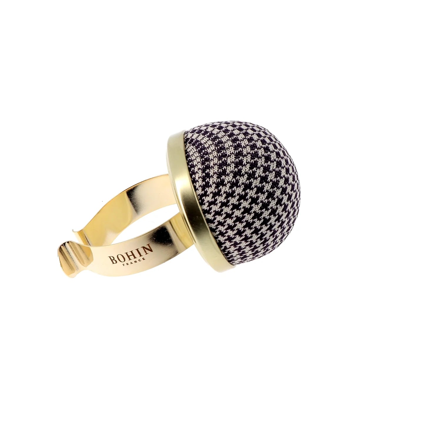 PIN CUSHION, METAL BRACELET - HOUNDSTOOTH