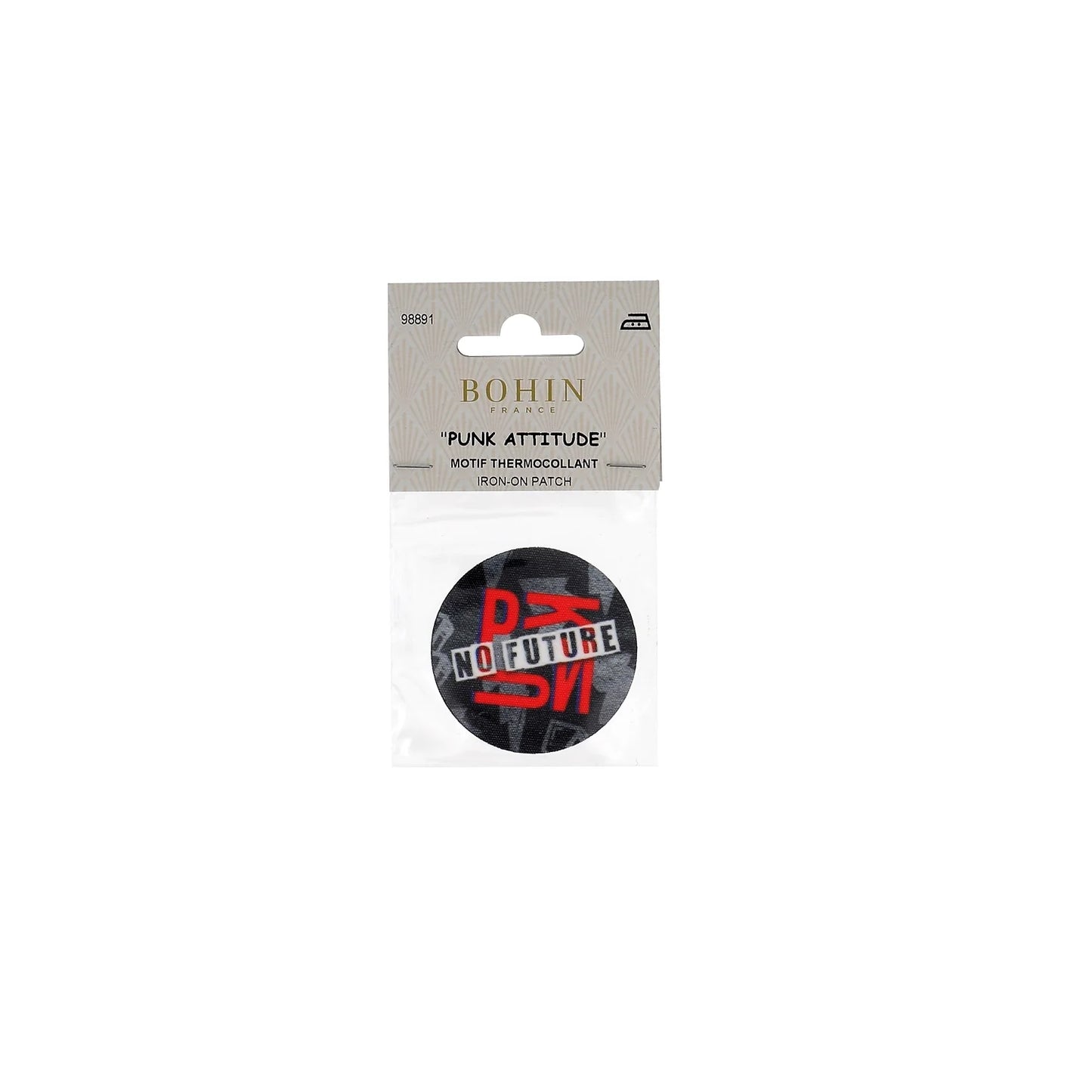 IRON ON PATCH "PUNK" - NO FUTURE BLACK