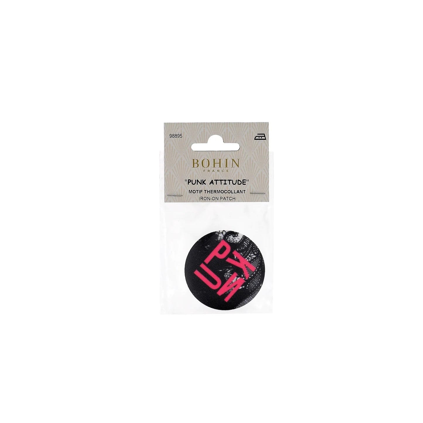 IRON ON PATCH "PUNK" - PINK LACE