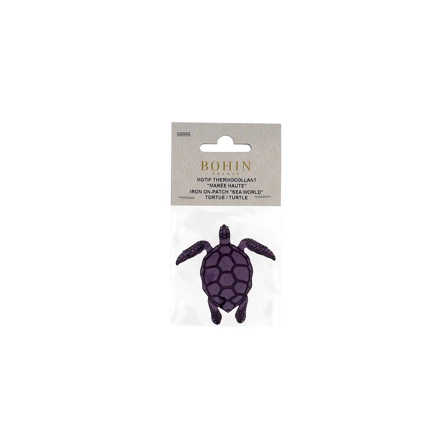 IRON ON PATCH "SEA WORLD"  - PURPLE TURTLE