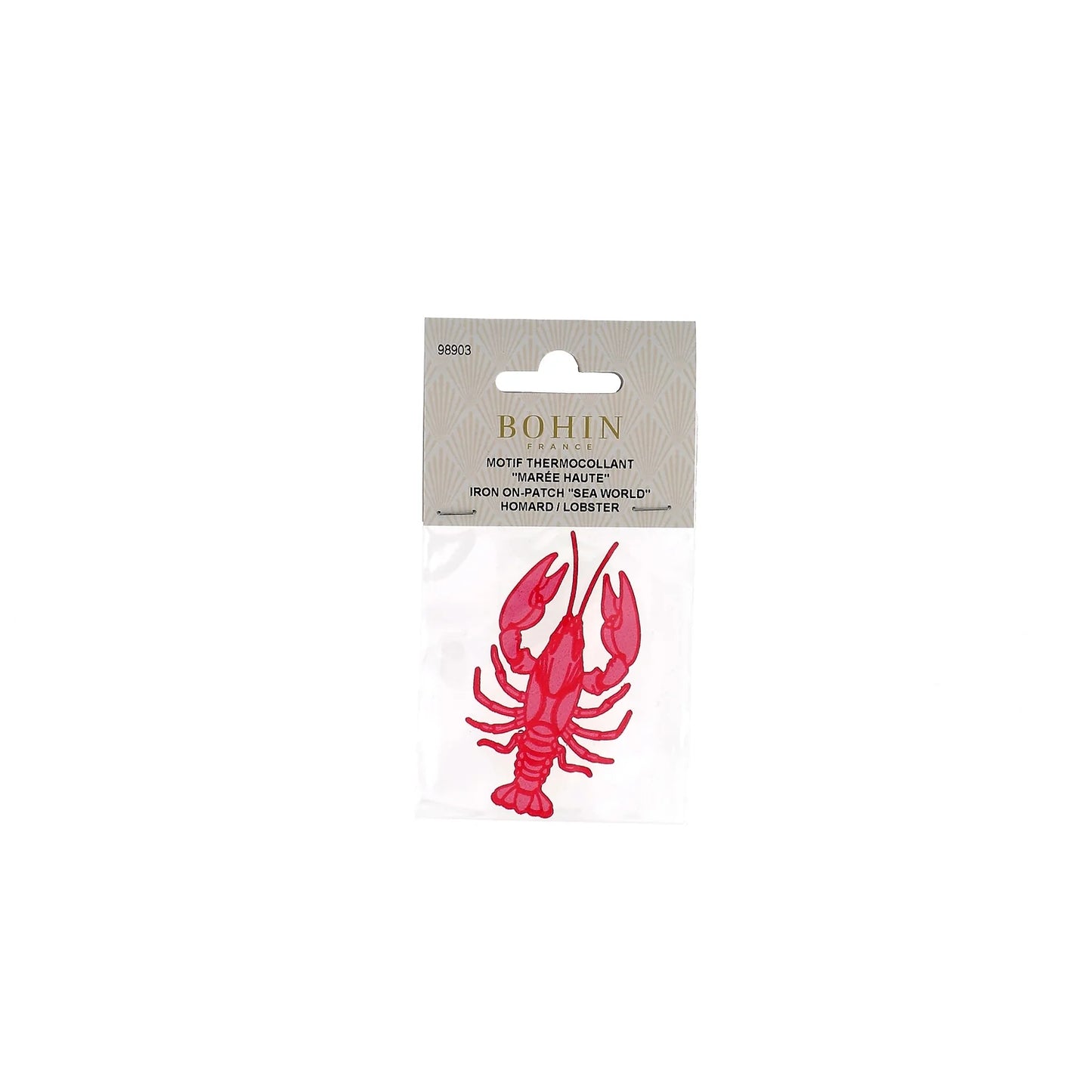 IRON ON PATCH "SEA WORLD"  - FUCHSIA LOBSTER