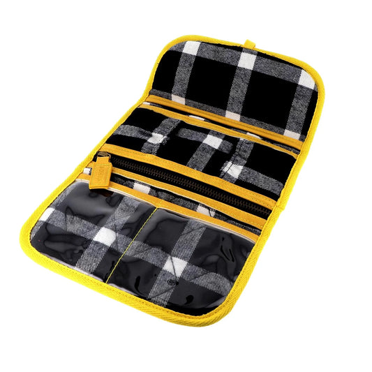 SEWING STORAGE - Tartan - "SCARLETT" - BLACK/YELL