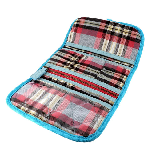 SEWING STORAGE - Tartan - "SCARLETT" - PINK/BLUE