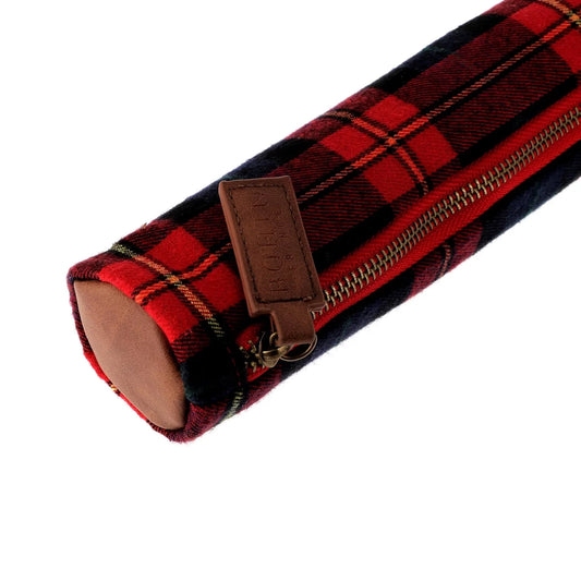 KNITTING NEEDLES BAG-Tartan-RED/BROWN
