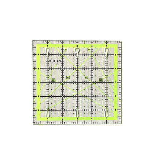 SLOTTED QUILTING RULER (Inches) Acrylic 6''x6''
