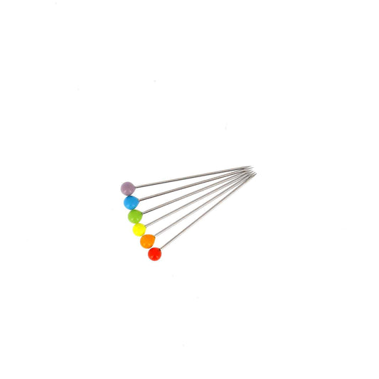 GLASS HEAD PINS - 1 "3/16 - BLISTER80pcs-RAINBOW