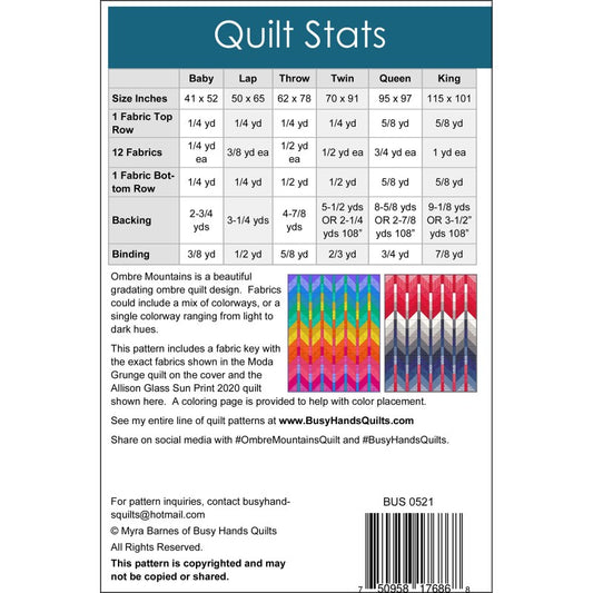 BHQ0521 Ombre Mountains Pattern by Busy Hands Quilts