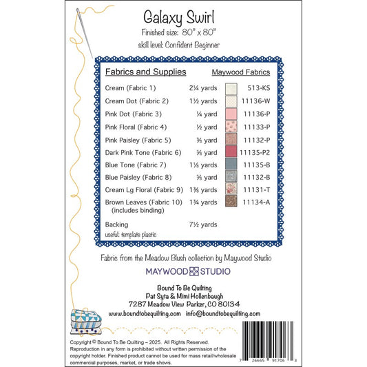 BTBQ587 Galaxy Swirl Pattern by Bound to Be Quilting