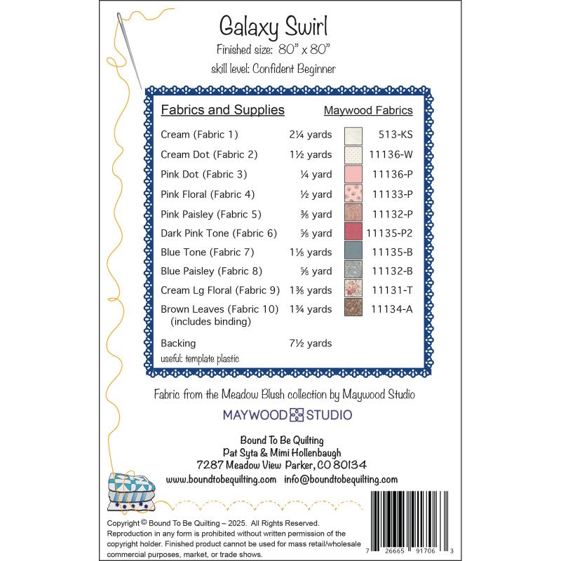 BTBQ587 Galaxy Swirl Pattern by Bound to Be Quilting