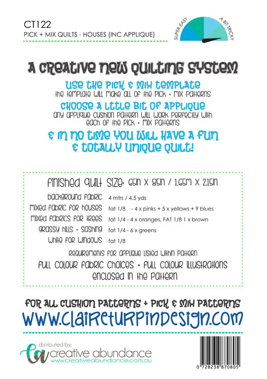 CT122 HOUSES - COMPLETE PATTERN WITH APPLIQUE