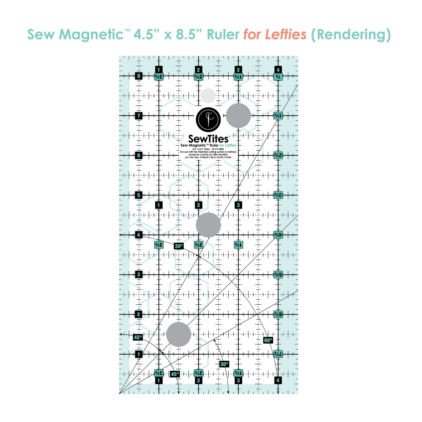 SewTites Sew Magnetic 4.5 x 8.5 Ruler - Left-Handed