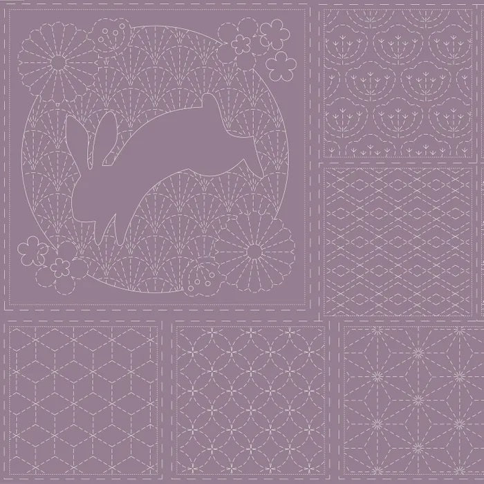 DV4053 SASHIKO PANEL FROSTED GRAPE