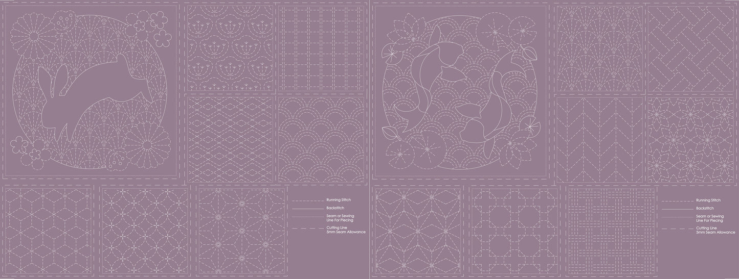 DV4053 SASHIKO PANEL FROSTED GRAPE