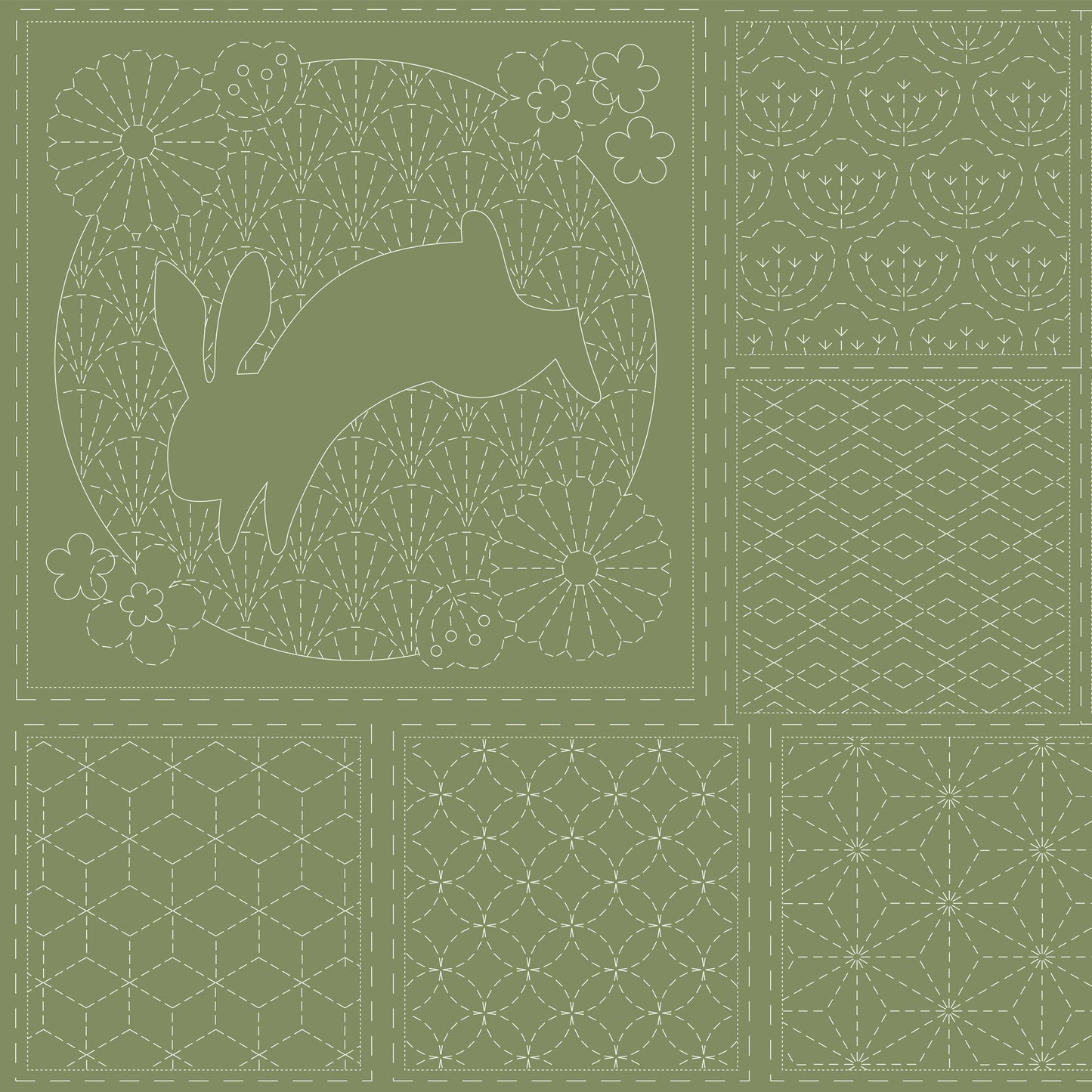 DV4057 SASHIKO PANEL JUNGLE NIGHTS