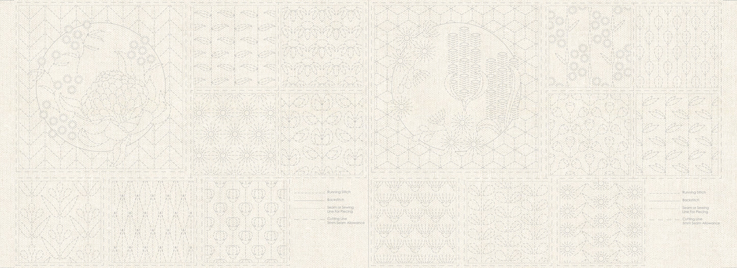 DV4070 BOTANICAL SASHIKO PANEL NEUTRAL