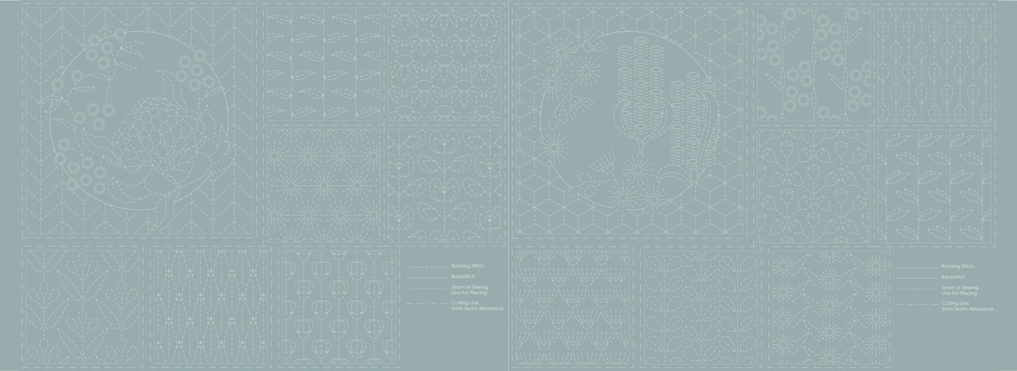 DV4072 BOTANICAL SASHIKO PANEL NOTRE DAME