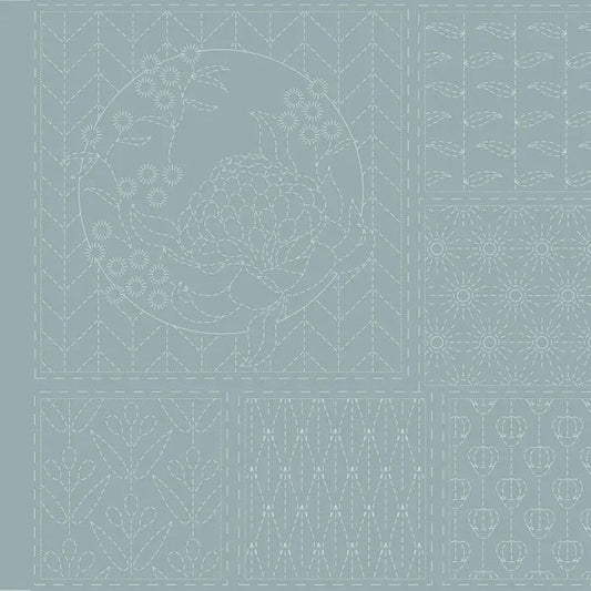 DV4072 BOTANICAL SASHIKO PANEL NOTRE DAME