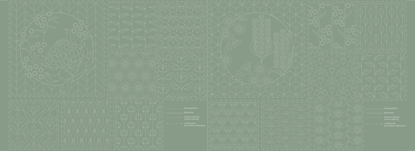 DV4073 BOTANICAL SASHIKO PANEL KENTUCKY