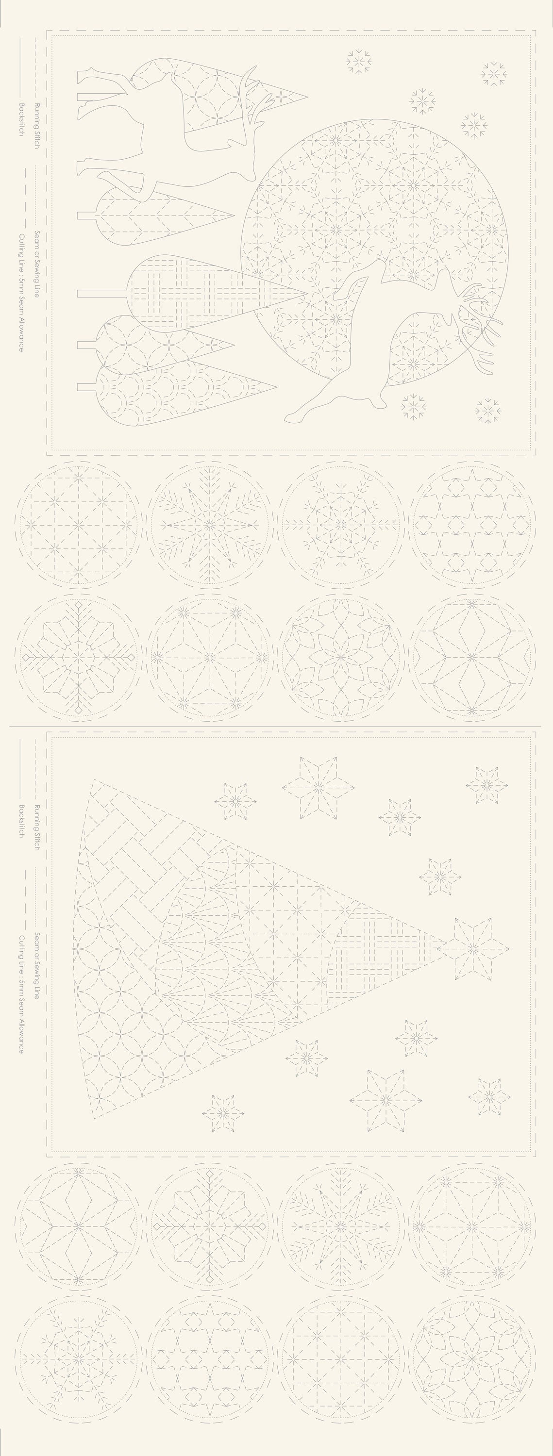 DV4080 CHRISTMAS SASHIKO PANEL NEUTRAL