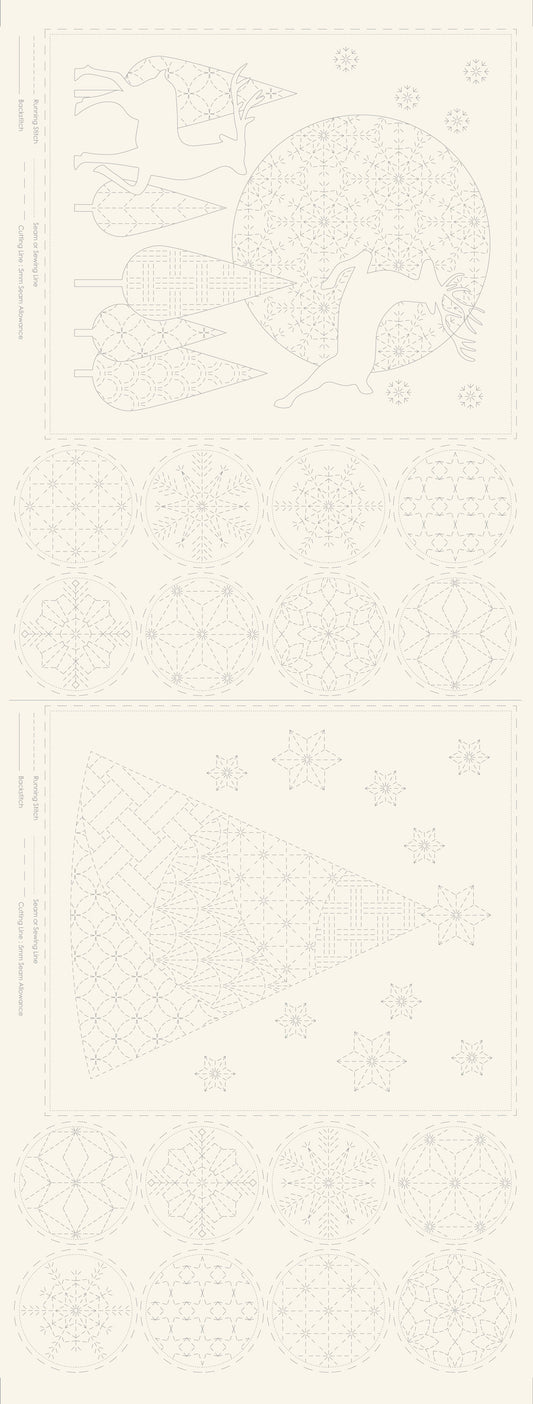 DV4080 CHRISTMAS SASHIKO PANEL NEUTRAL