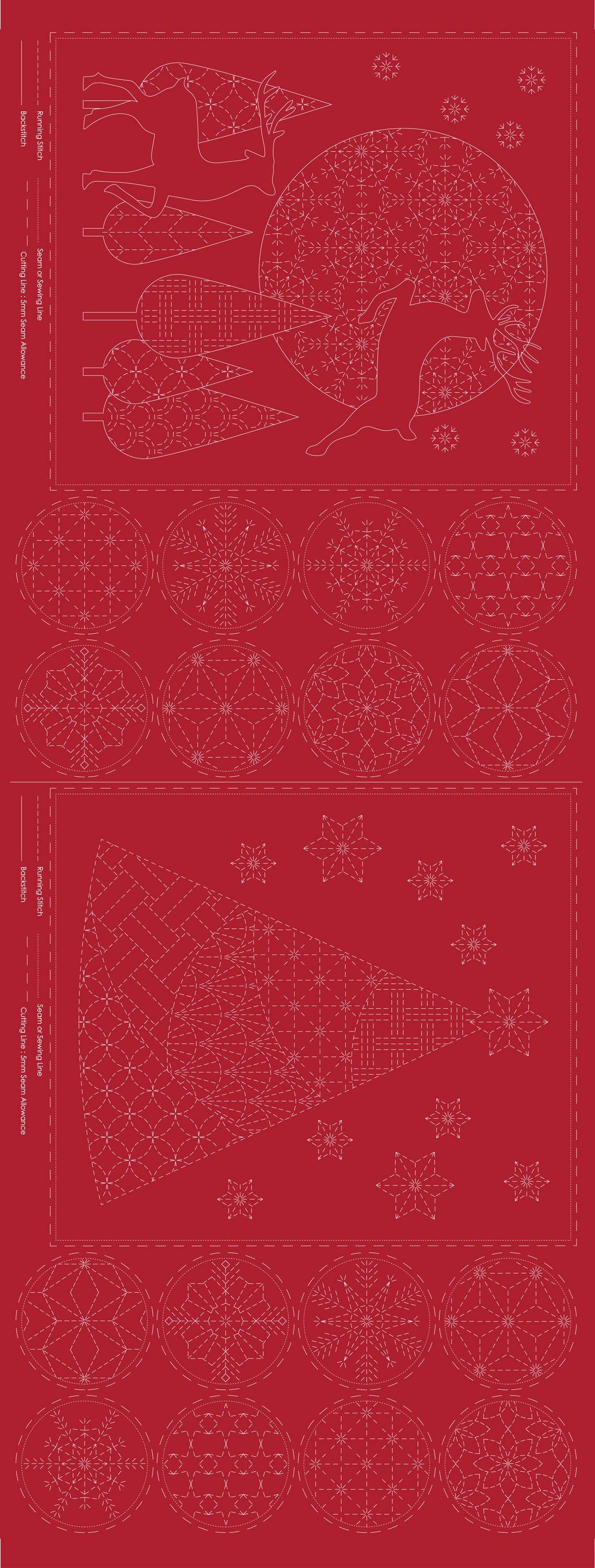 DV4082 CHRISTMAS SASHIKO PANEL RED