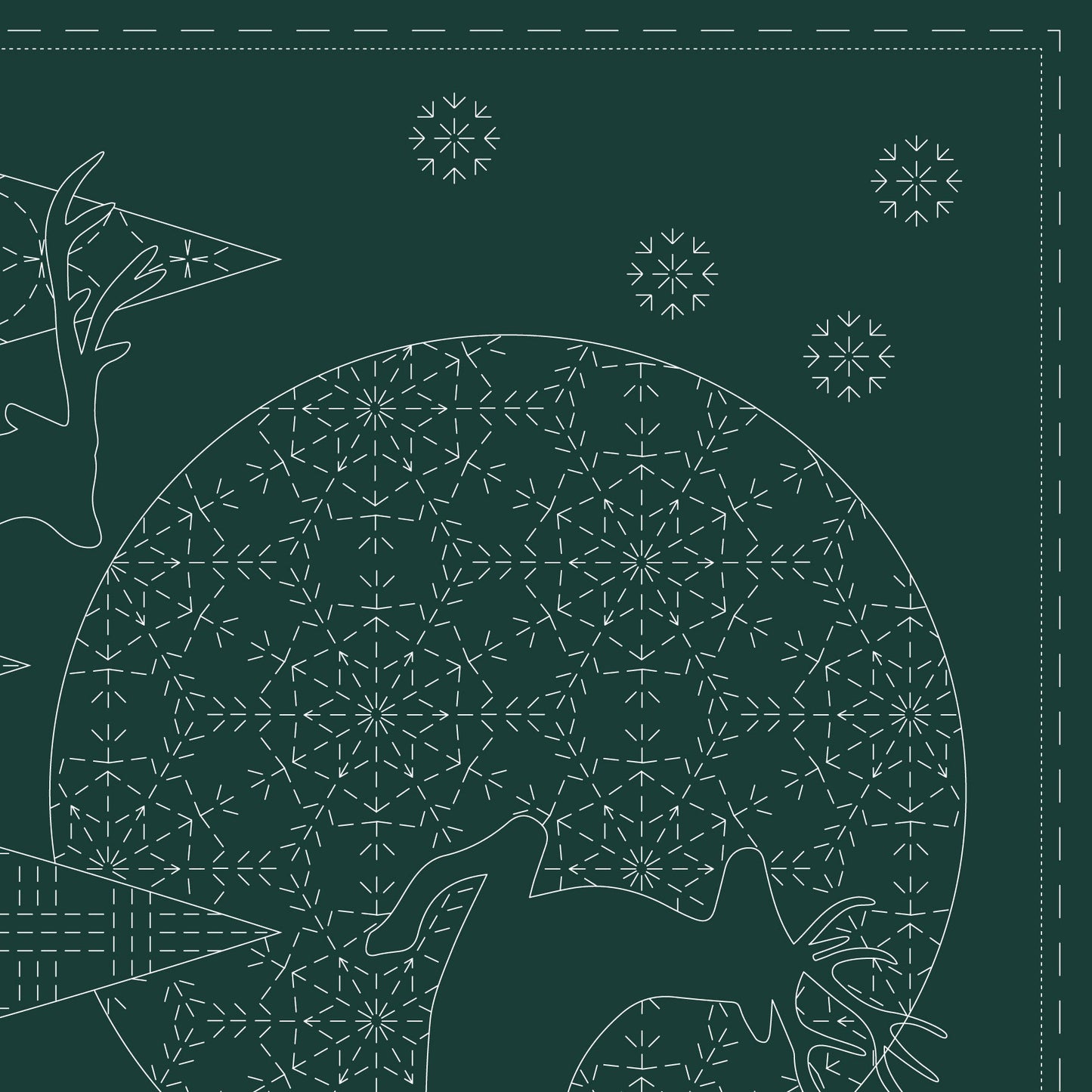 DV4083 CHRISTMAS SASHIKO PANEL GREEN