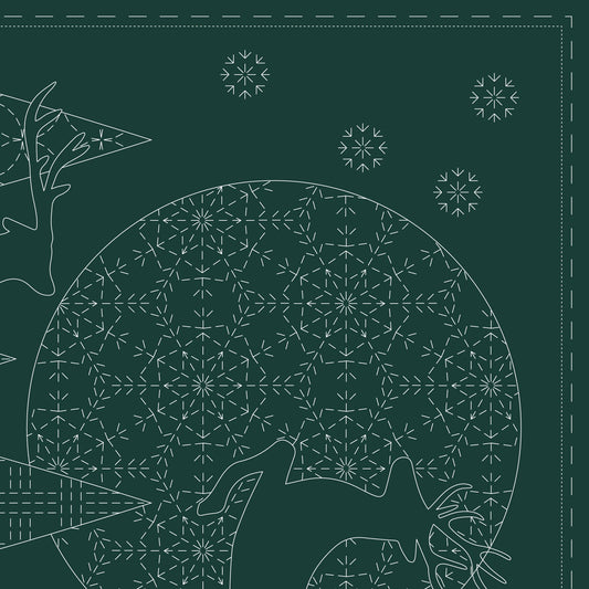 DV4083 CHRISTMAS SASHIKO PANEL GREEN