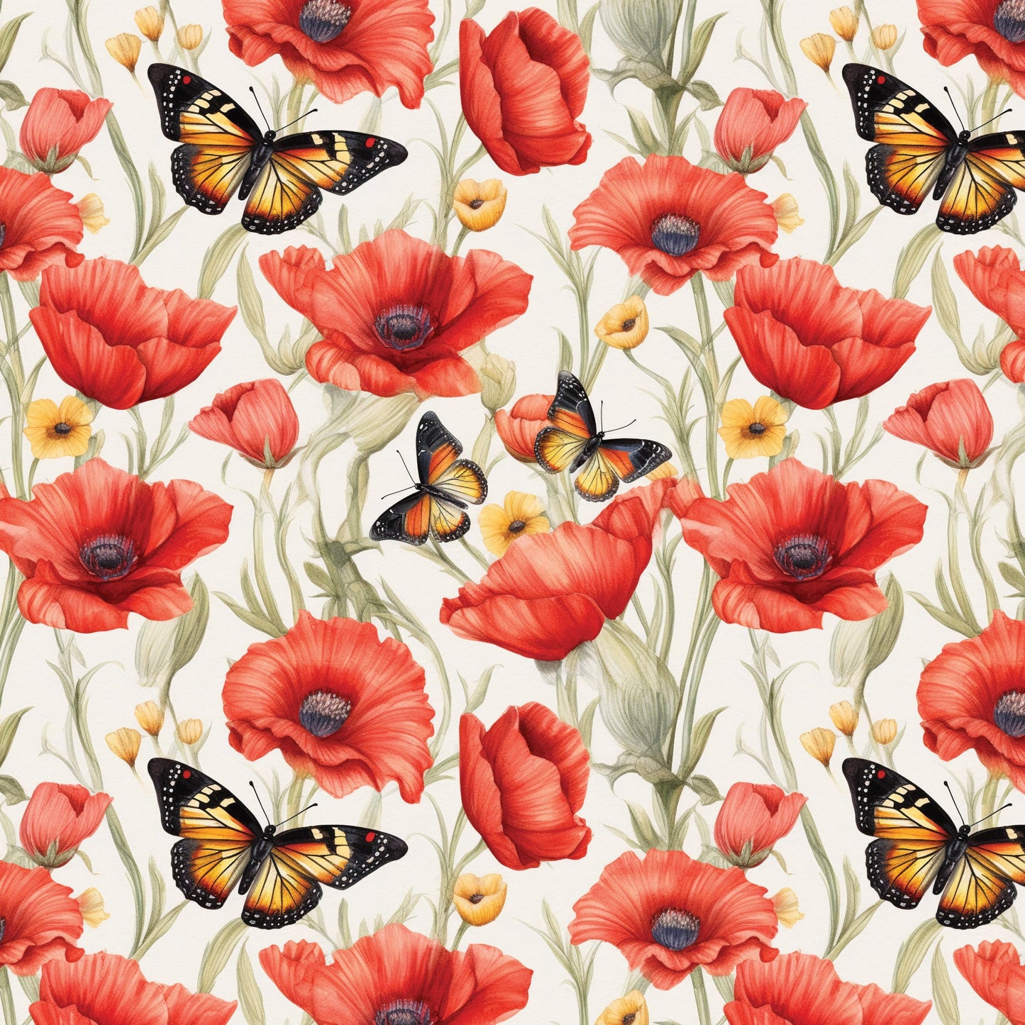 DV7455 WIDELOADS 108" POPPY + BUTTERFLIES