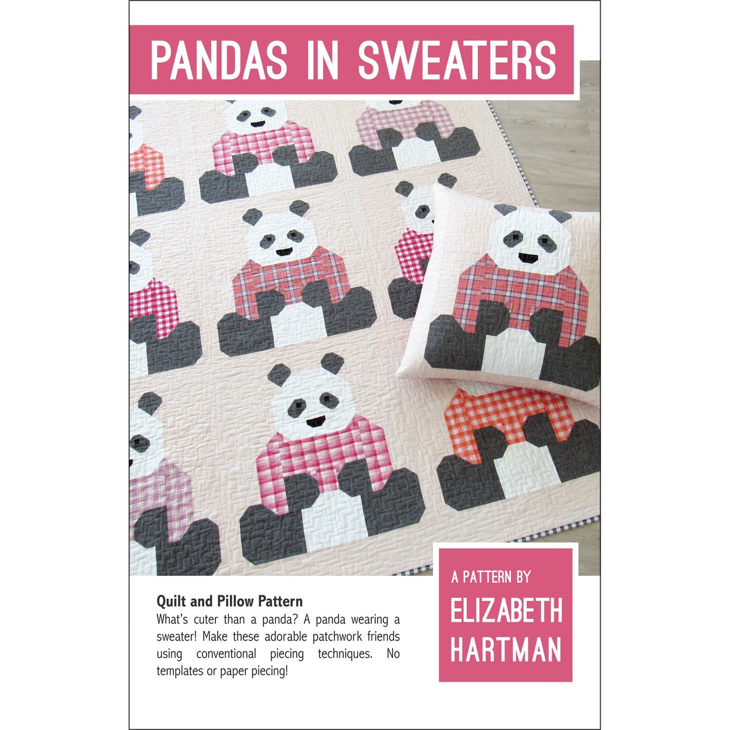 EHP064 Pandas in Sweaters Pattern by Elizabeht Hartman