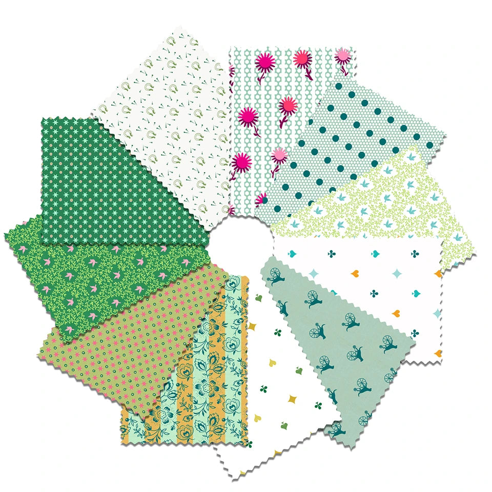 FB4FQSF.OLDQUILTSGREEN Old Quilts, New Life Fat Quarter - Green - 11pcs