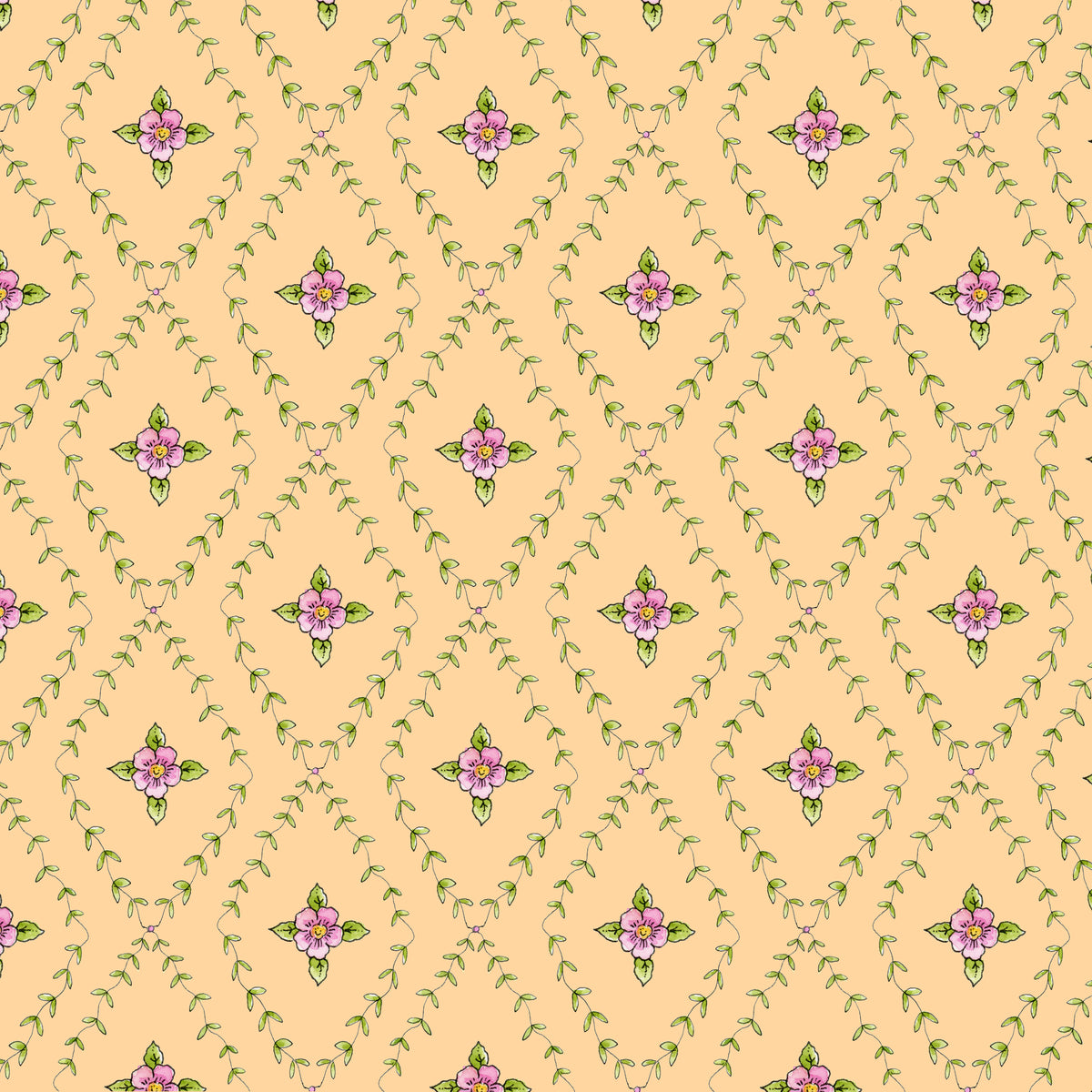 GV271718 Garden Verse Posie Print Apricot