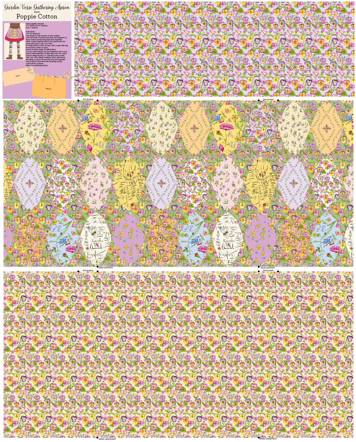 GV271722 Garden Verse Gathering Apron Panel Multi