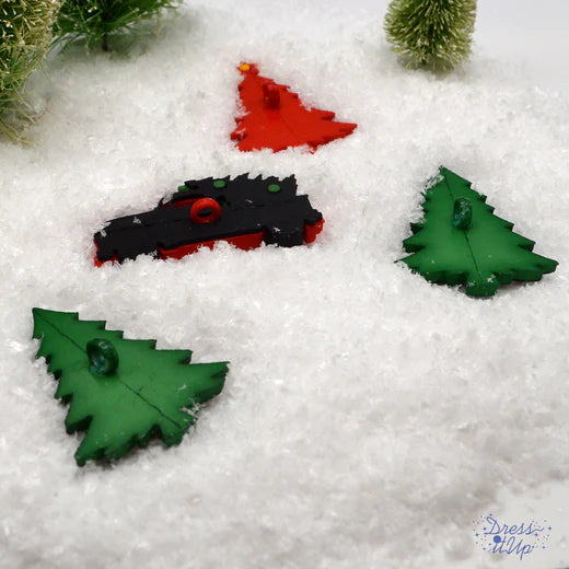 11387 Home for the Holidays Outdoor Truck Tree Winter Themed Buttons