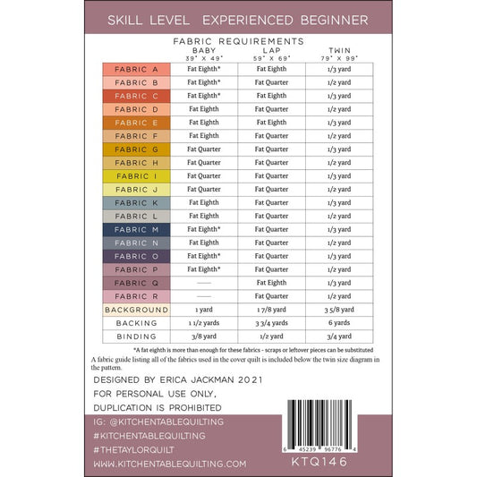 KTQ146 The Taylor Quilt Pattern by Kitchen Table Quilting