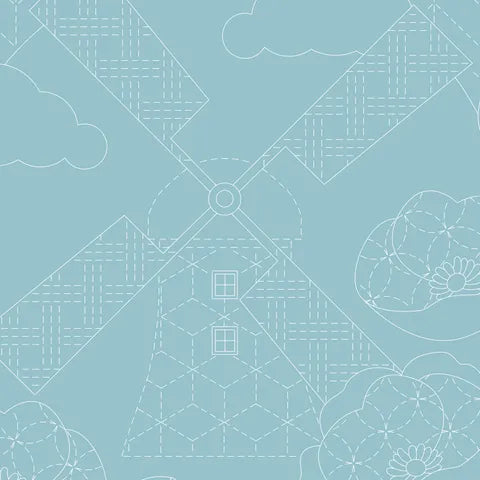 DV4270 LITTLE SCENES SASHIKO PANEL LAGOON